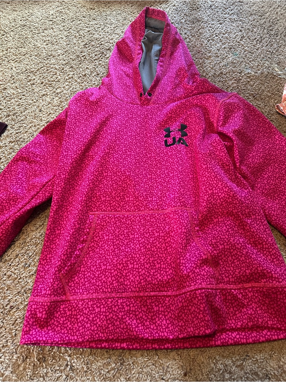 Under Armour Hot Pink Hooded Pullover with Subtle Dot Print